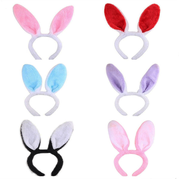 6pcs Party Decoration Plush Bunny Ears Hairbands for Wedding Party Cosplay Costume